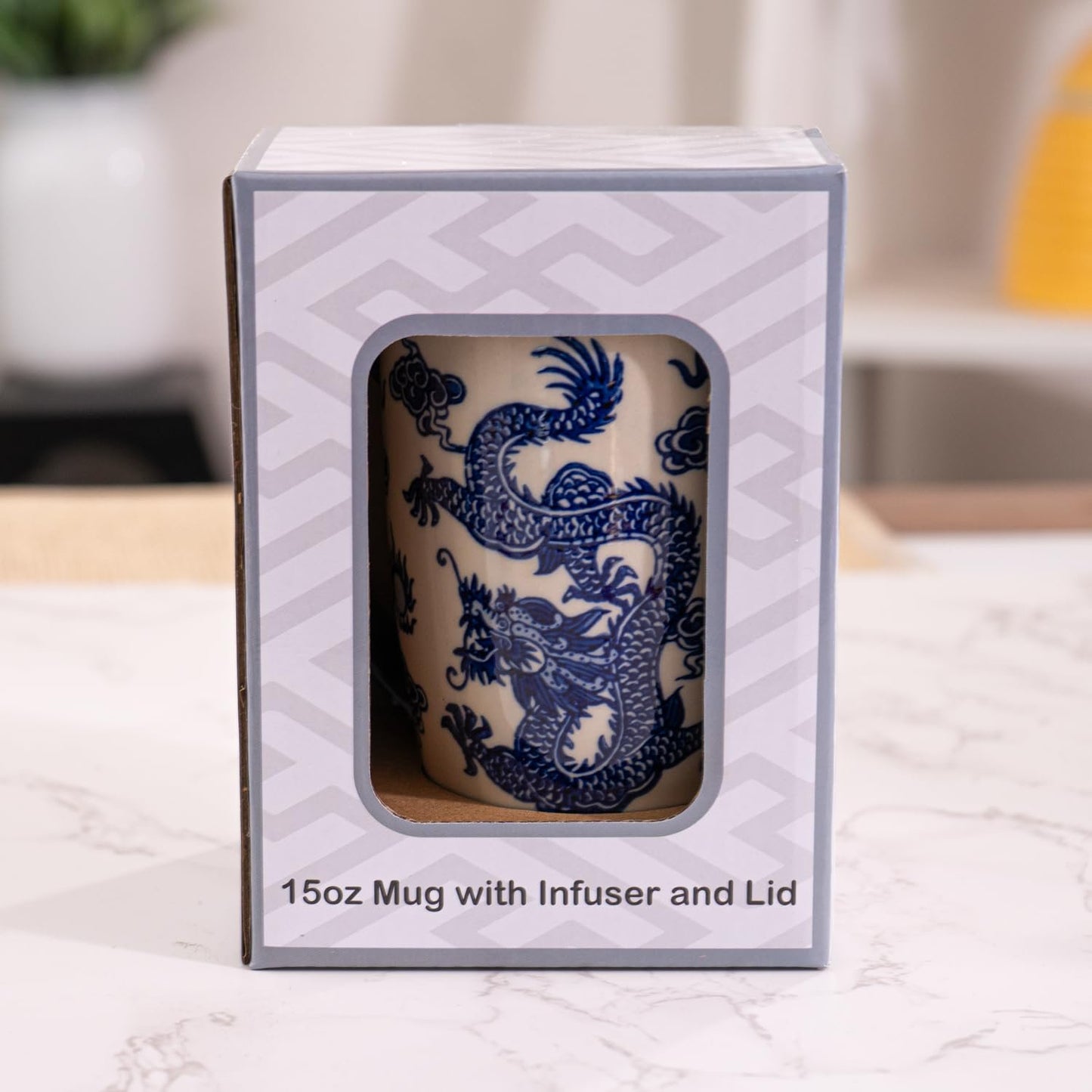 Urban Tokyo Tea Mug With Lid and Stainless Steel Infuser For Loose Leaf Tea Bag Tea Cup 15oz Porcelain Hot Beverage Everyday Use Home Office