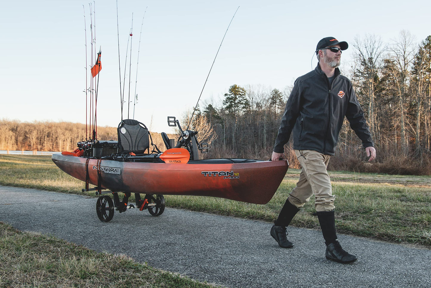 YakAttack Kayak Carts with Adjustable Frame & Wheel Options | All-Terrain, Sand & Solid Tire Variations | Durable Folding Transport System for Kayaks & Canoes | Made in USA