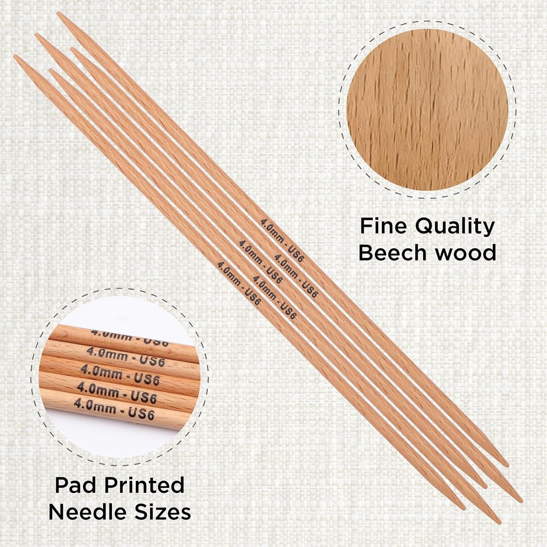 KnitPro Basix Beech Double Pointed Needles 8" (20cm)
