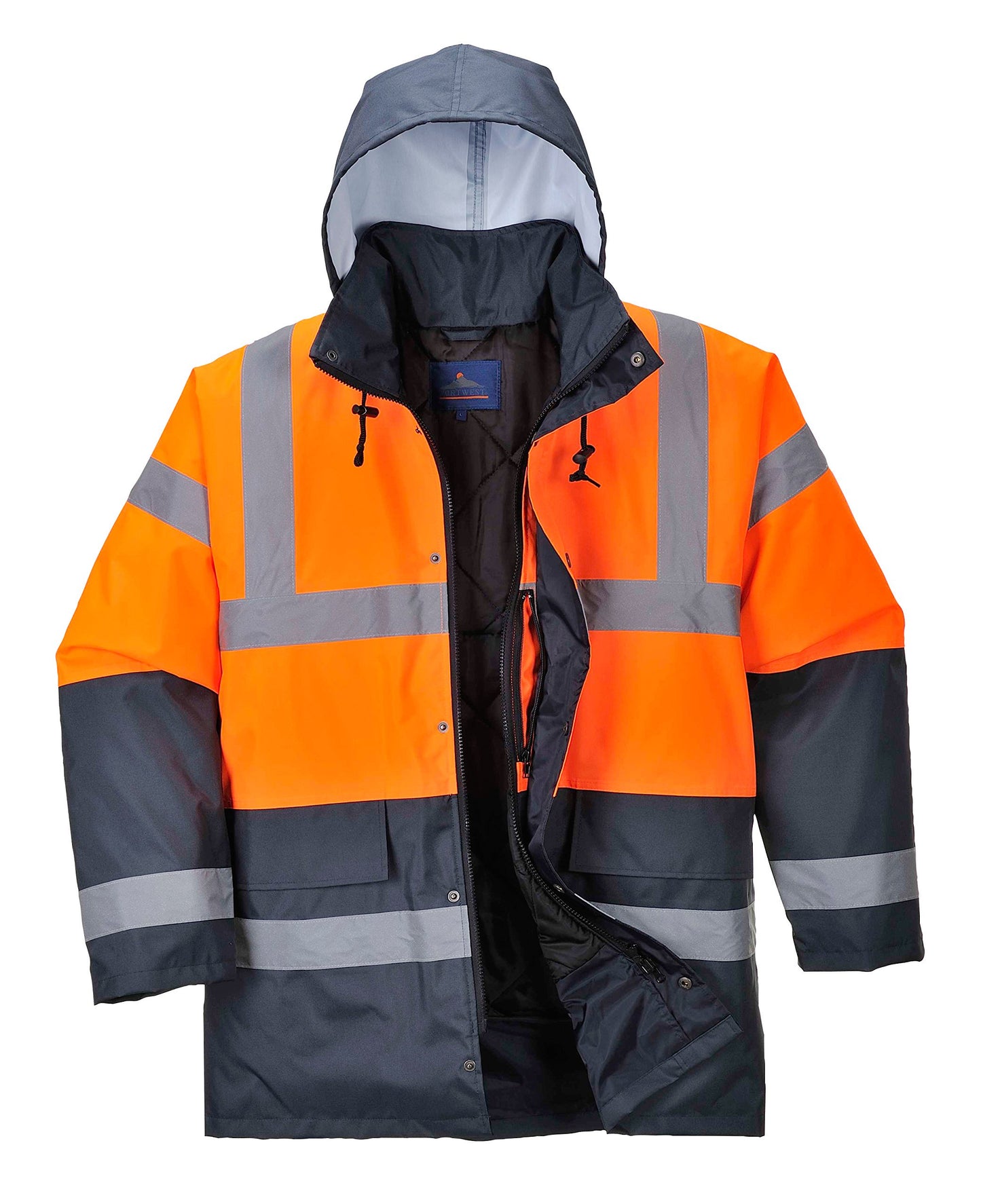 Portwest Hi Vis Contrast Traffic Jacket Visibility Work Raincoat, ANSI 3:2 (L)
