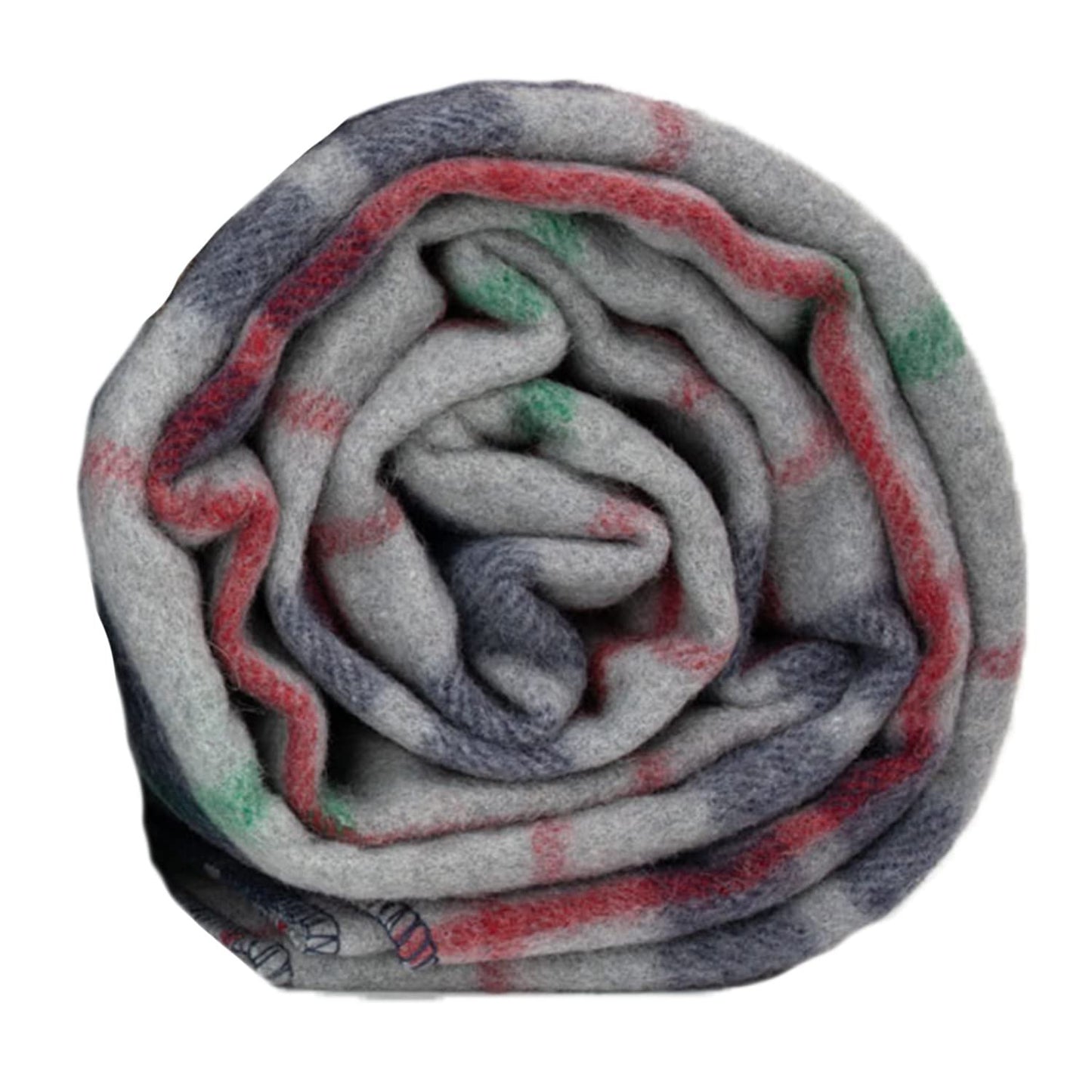 swiss link Military Surplus 90 x 62 Inch Insulating Indoor Outdoor Stain, Flame, and Water Resisting Classic Wool Plaid Washable Blanket, Gray Blue