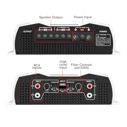 Taramps DS 800x4 2 Ohms 800 Watts RMS, 4-Channel 200x4 Watts RMS, Class D, Full Range, Crossover High/Low Pass Fixed, Bridgedable, Car Audio Amplifier