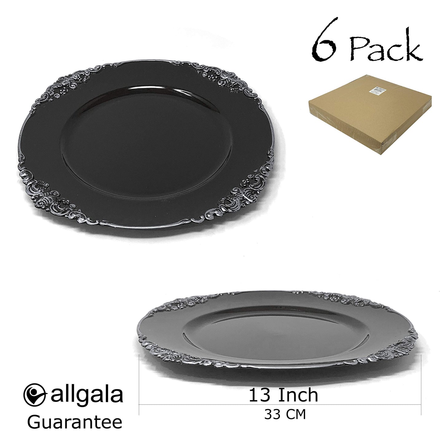 allgala Heavy Quality Round Charger Plates - Elegant Gold Chargers for Dinner Plates