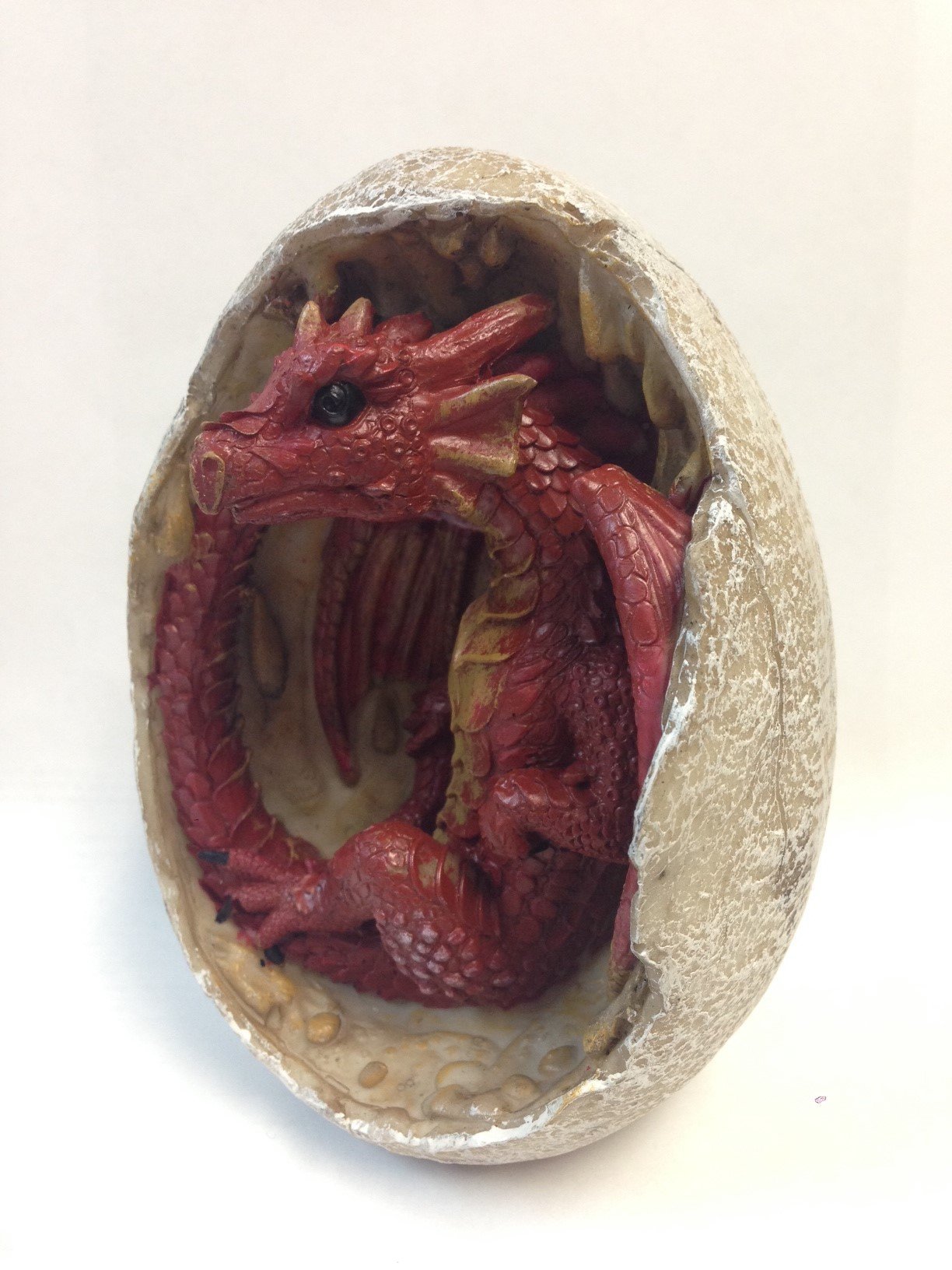 PTC 4.75 Inch Red Dragon Hatchling in Egg Casing Statue Figurine