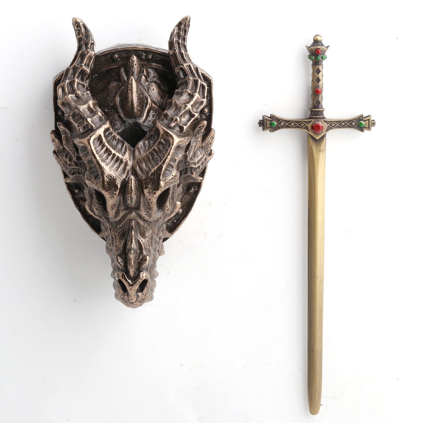 Veronese Design 6 1/4 Dragon Skull Trophy Sword Sheath Resin Wall Sculpture Bronze Finish Letter Opener