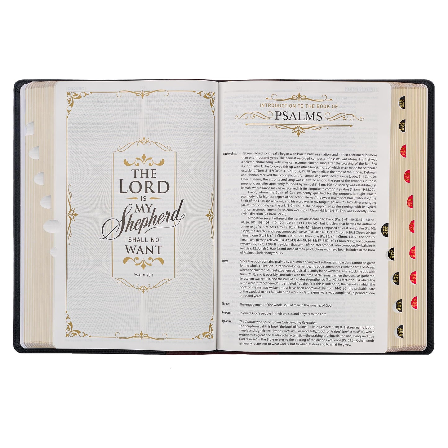KJV Study Bible, Large Print King James Version Holy Bible, Thumb Tabs, Ribbons, Premium Full Grain Leather Black/Burgundy Debossed (KJV Study Editions LP)