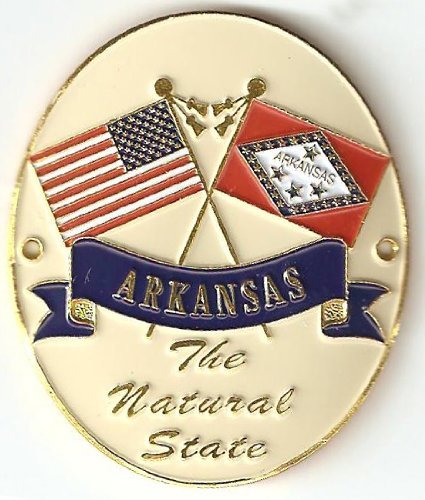 Arkansas & United States of America Flags - Hiking Stick Medallion - The Natural State