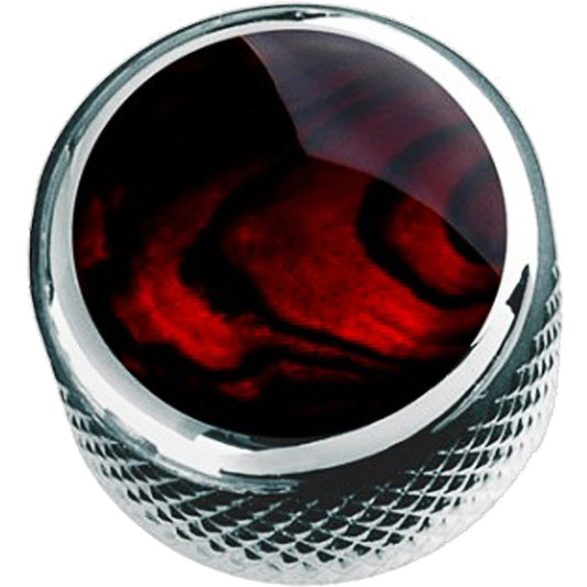 Q-Parts Dome Knob - RED Abalone ON Chrome, KCD-0011