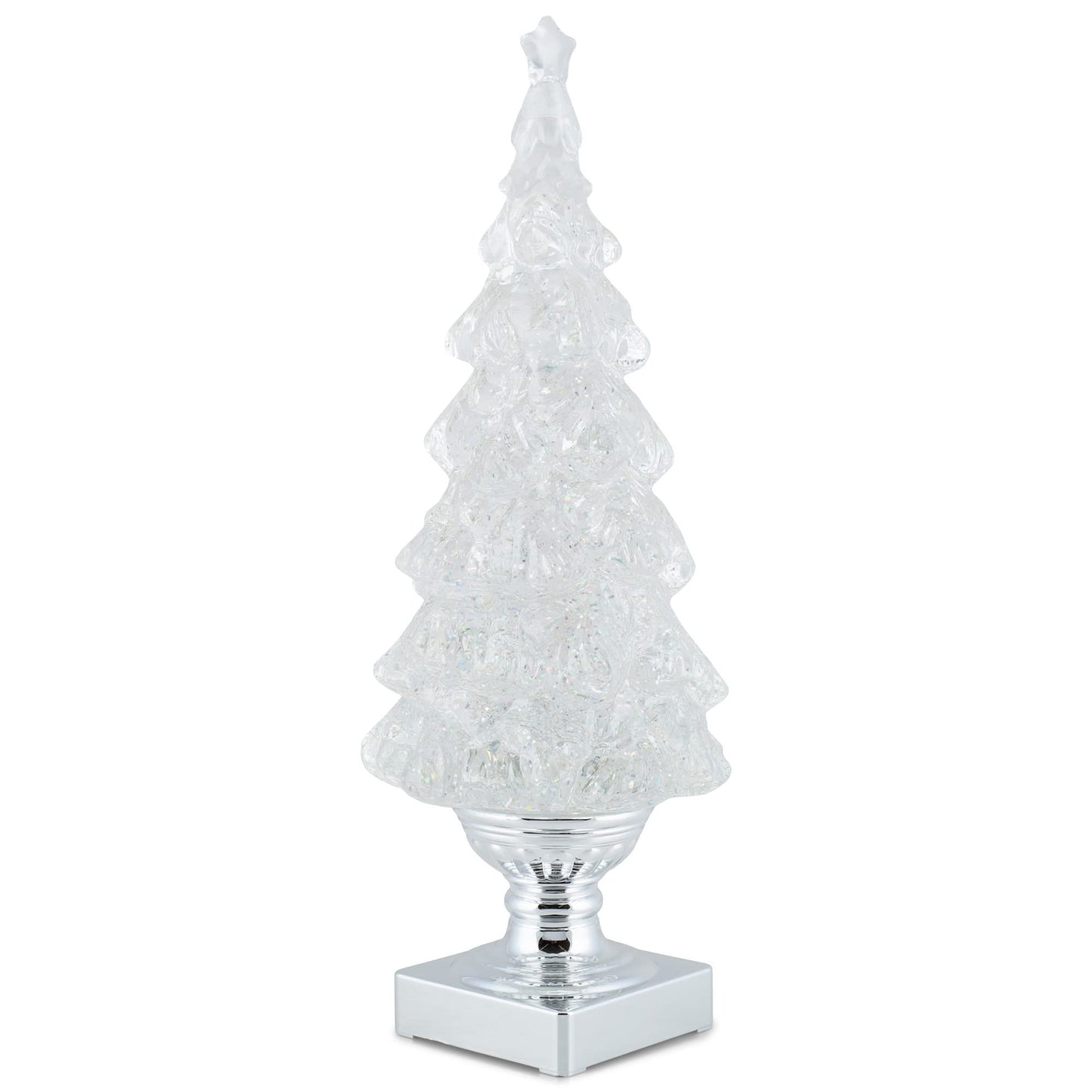RAZ Imports 2022 Holiday Water Lanterns 13.75" Silver Lighted Swirling Glitter Tree