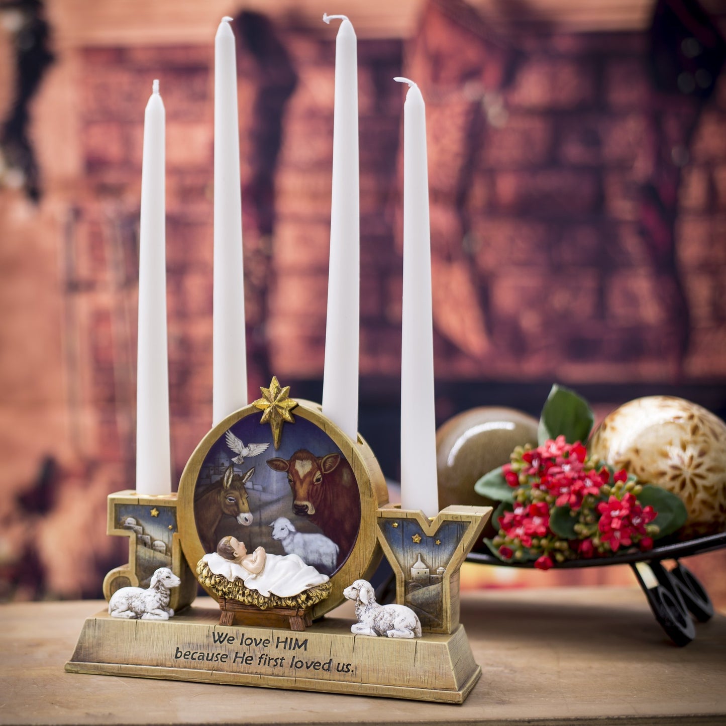 Joseph's Studio by Roman, Christmas Advent Collection, 7" H Advent Babe Candle Holder, Home Décor, Devout Gift, Prayerful Inspiration (3x9x7)