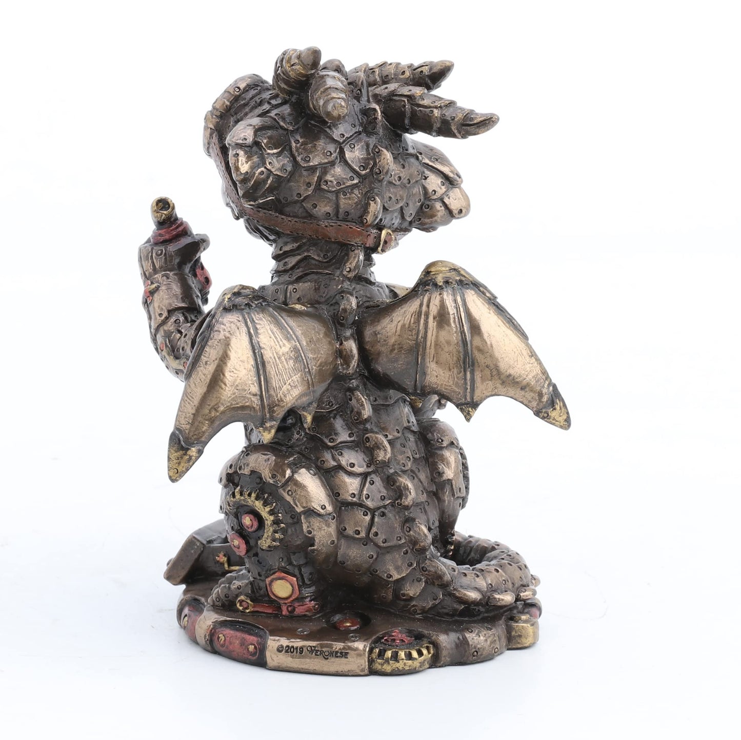Veronese Design Steampunk Dragon Tinkerer w/Goggles Mechanical Gear Resin Figurine Bronze Finish