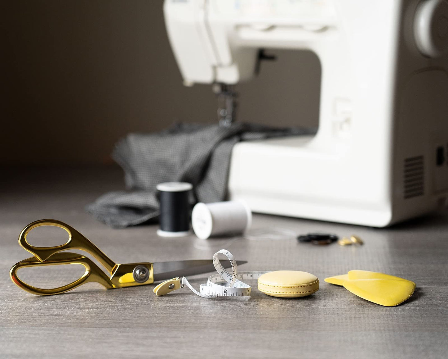 Professional Tailor 9.5” Sharp Scissors for Cutting Heavy Fabrics & Leather + Measuring Tape & Tailor’s Chalk