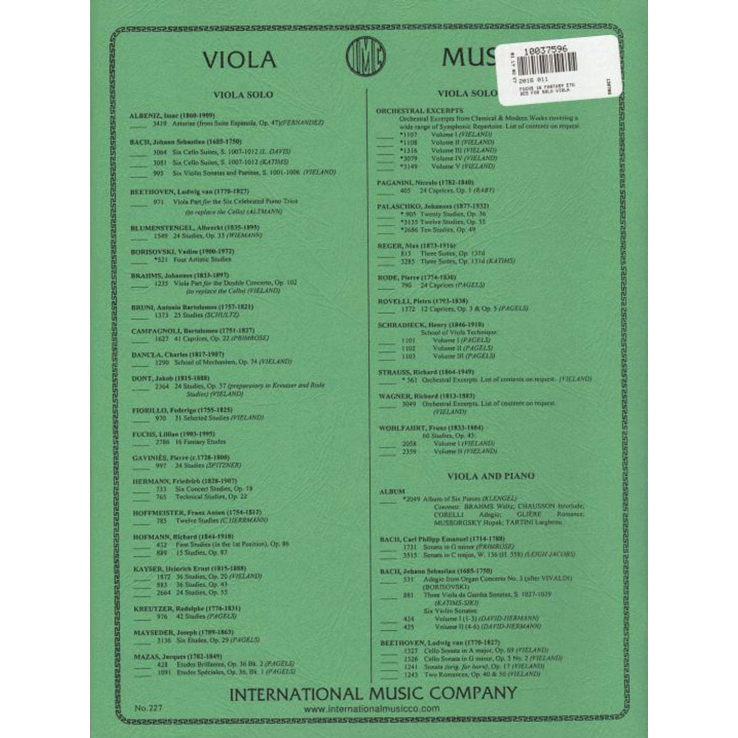 Fuchs, Lillian - 16 Fantasy Etudes - Viola solo - International Edition [Sheet music] [Sheet music] [Sheet music] [Sheet music] [Sheet music] [Sheet music] [Sheet music] [Sheet music] [Sheet music]
