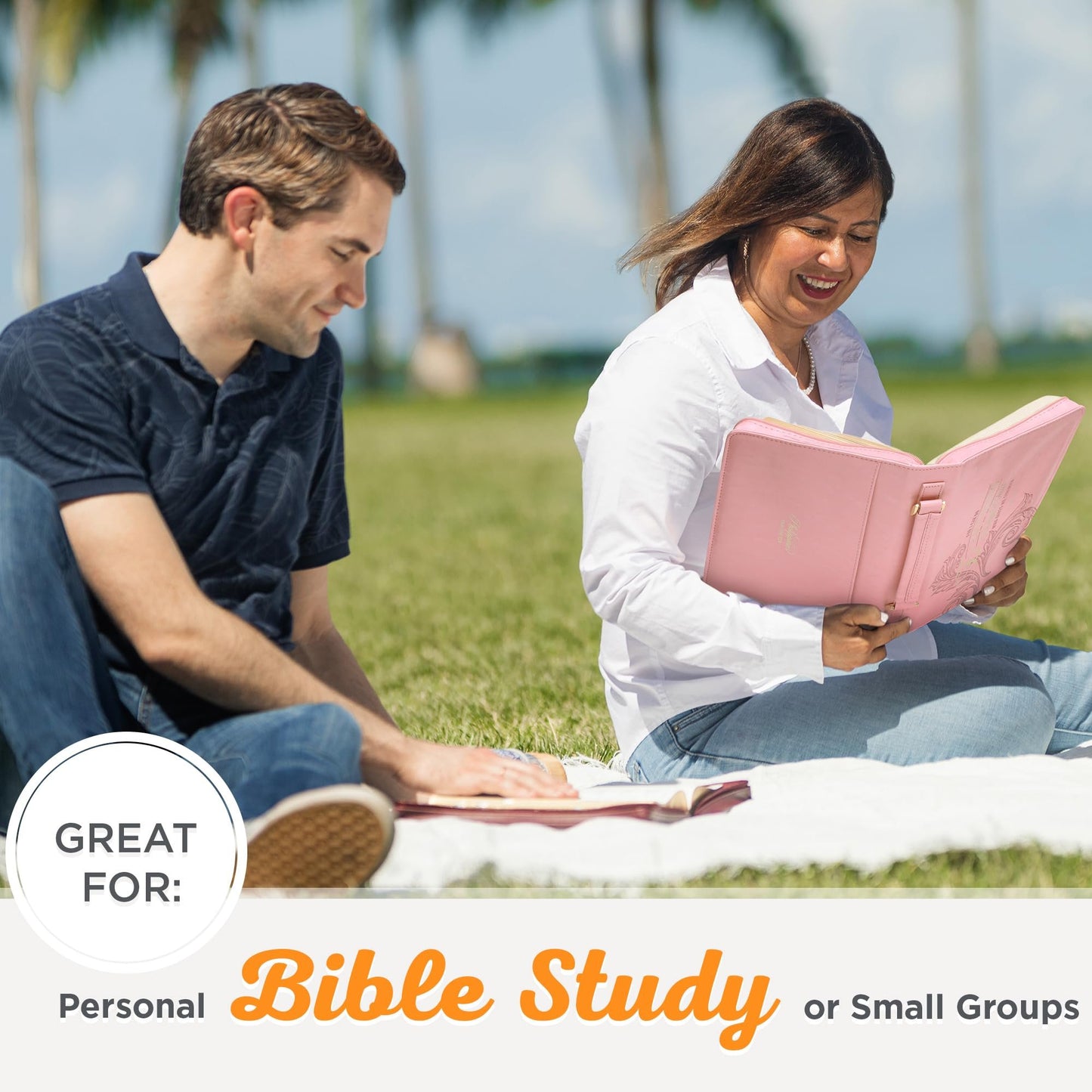 Christian Art Gifts Pink & Gold Floral Faux Leather Fashion Bible Cover for Women: Everything Through Christ - Phil. 4:13 Inspirational Scripture w/Sleeves, Pocket, Pen Loops to Organize, Pink