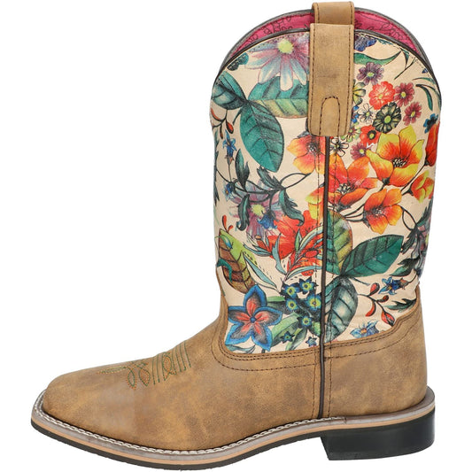 Smoky Mountain Women's Blossom Western Boot Broad Square Toe Brown 10 M