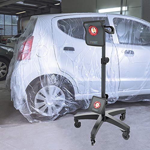 SCANGRIP WHEEL STAND, for Mobile Work Light Positioning in the Workshop, Detailing Light Stand, Extendable from 3 ft to 6,2 ft, Bracket for Second Work Light