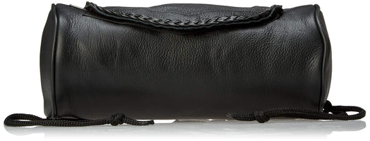 Genuine Soft Leather Universal Motorcycle Tool Bag w/Braid Trim