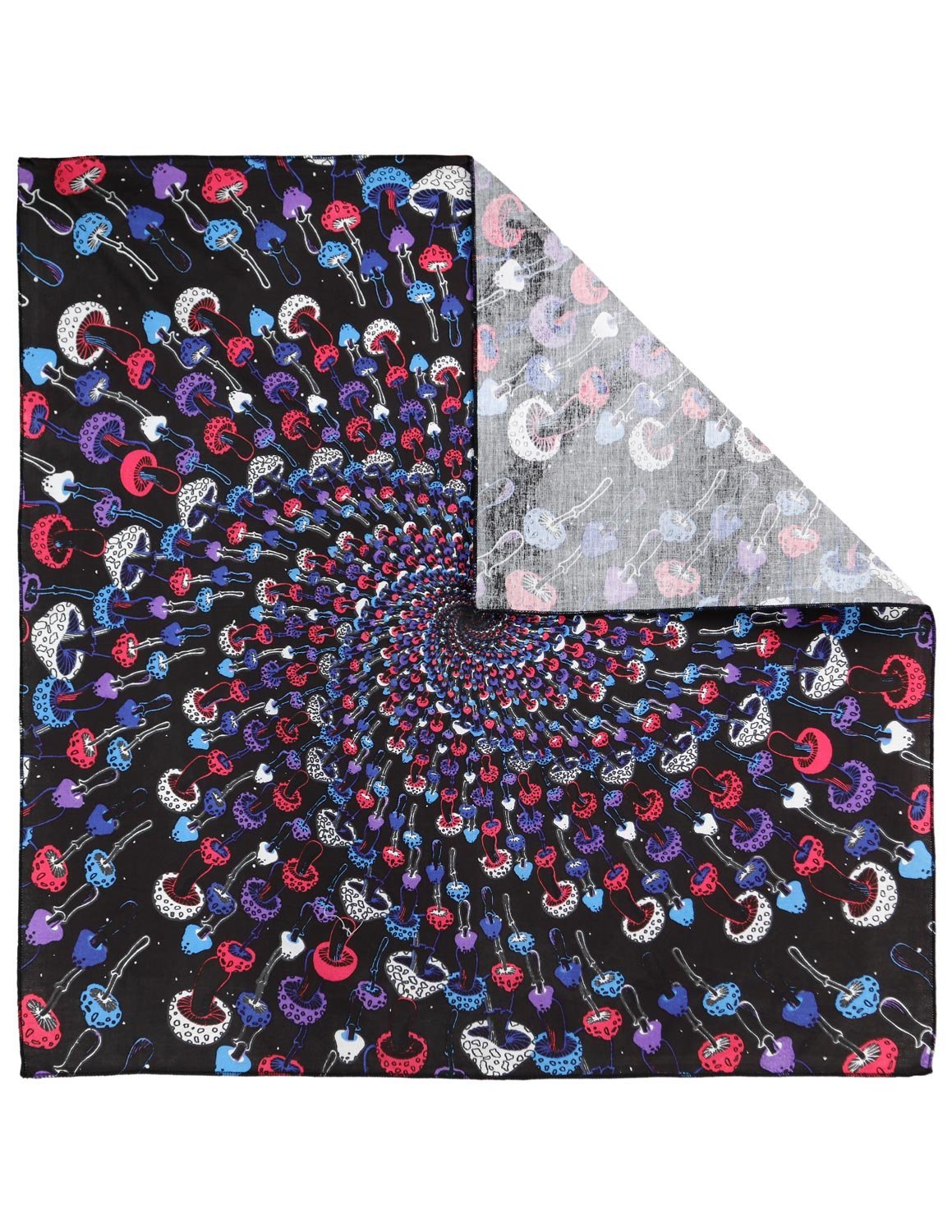 Sunshine Joy 3D Magic Mushroom Spiral Bandana 22x22 Inches