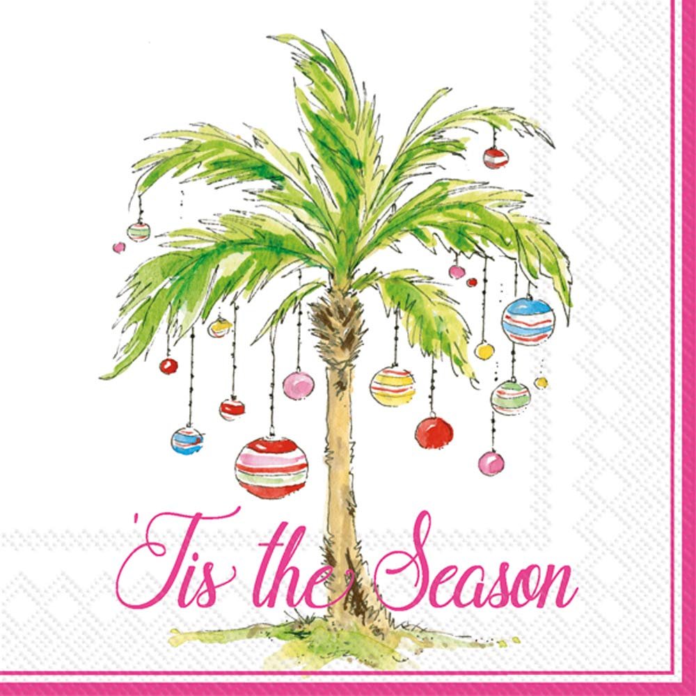 IHR Ideal Home Range Cocktail Napkins Rosanne Beck Disposable 3-Ply Paper Party Napkin Pack, 5" x 5", Ornament Palm Trees, 20-Count