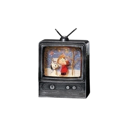 Roman 9" Black and White Snoopy TV Swirl LED Christmas Tabletop Decor