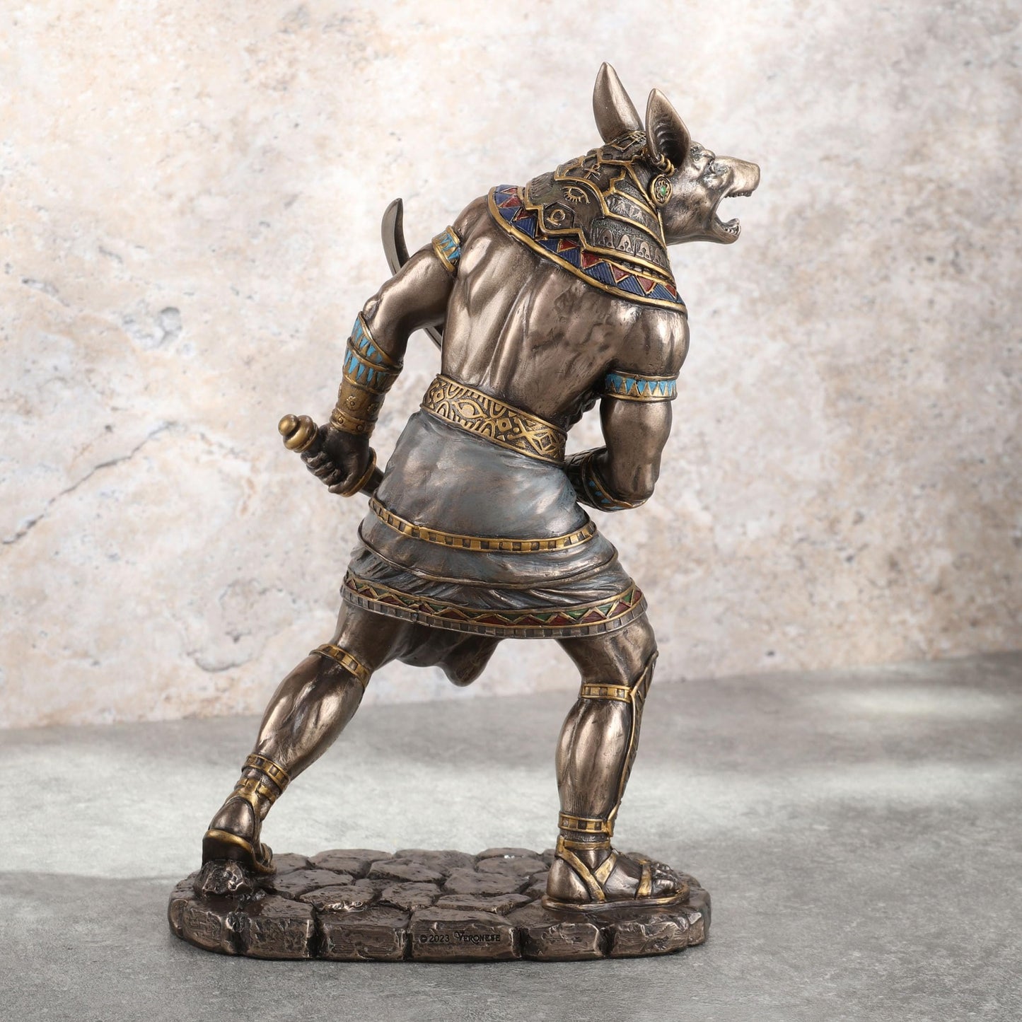 Veronese Design 8 7/8 Inch Egyptian God Anubis Dual Wielding Khopesh Cold Cast Resin Antique Bronze Finish Sculpture