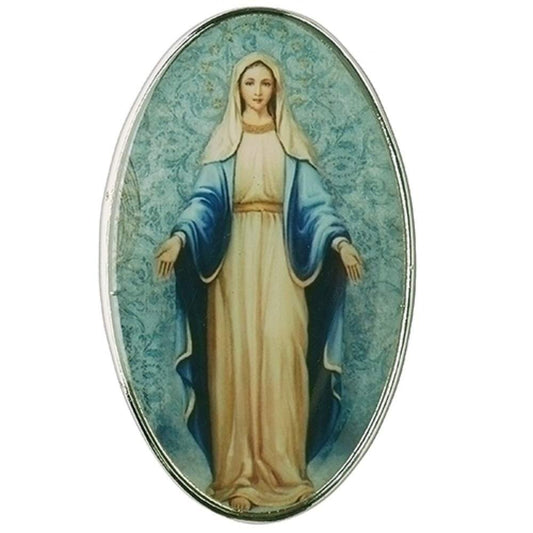 Roman Our Lady of Grace Visor Clip, 2-inch Height