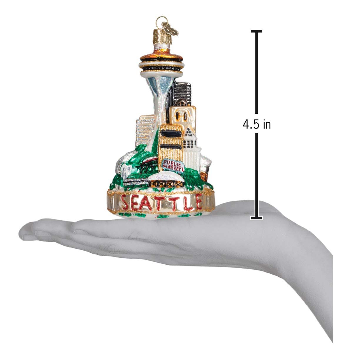 Old World Christmas Cities, Places and Landmarks Glass Blown Ornaments for Christmas Tree Seattle Skyline