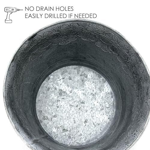 allgala llgala Galvanized Planter Pot Indoor and Outdoor Decoration-Round