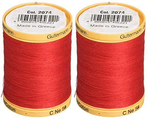 Gutermann 2-Pack Natural Cotton Thread Solids 876 Yards Each - Red