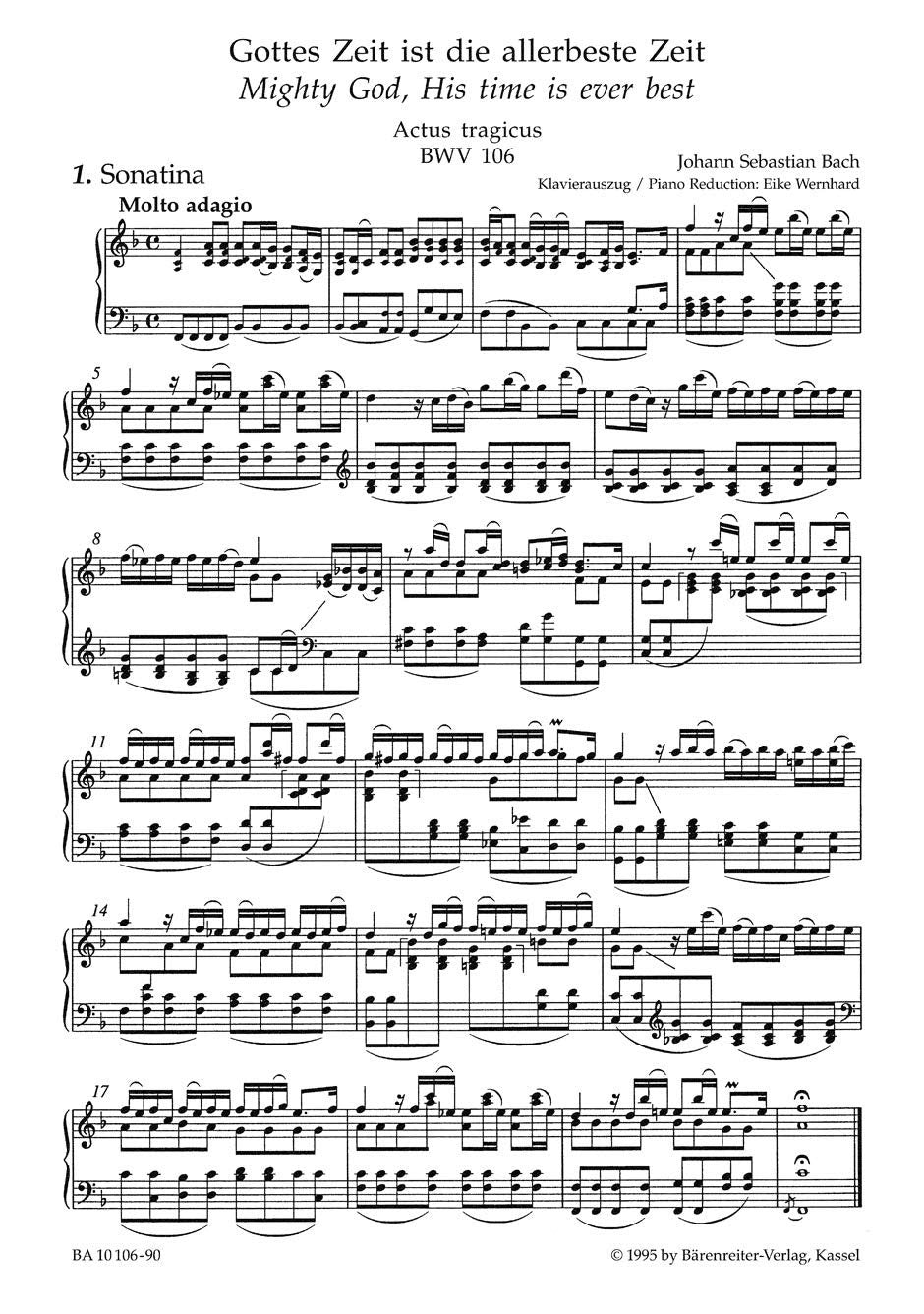 Bach: Gottes Zeit ist die allerbeste Zeit, BWV 106 ("Actus tragicus")