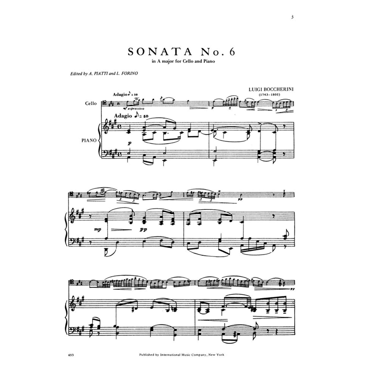 Boccherini, Luigi - Sonata No 6 in A Major G 4 for Cello and Piano - Arranged by Piatti-Forino - International Edition [Sheet music] [Sheet music] [Sheet music] [Sheet music] [Sheet music] [Sheet music] [Sheet music] [Sheet music] [Sheet music] [Sheet...