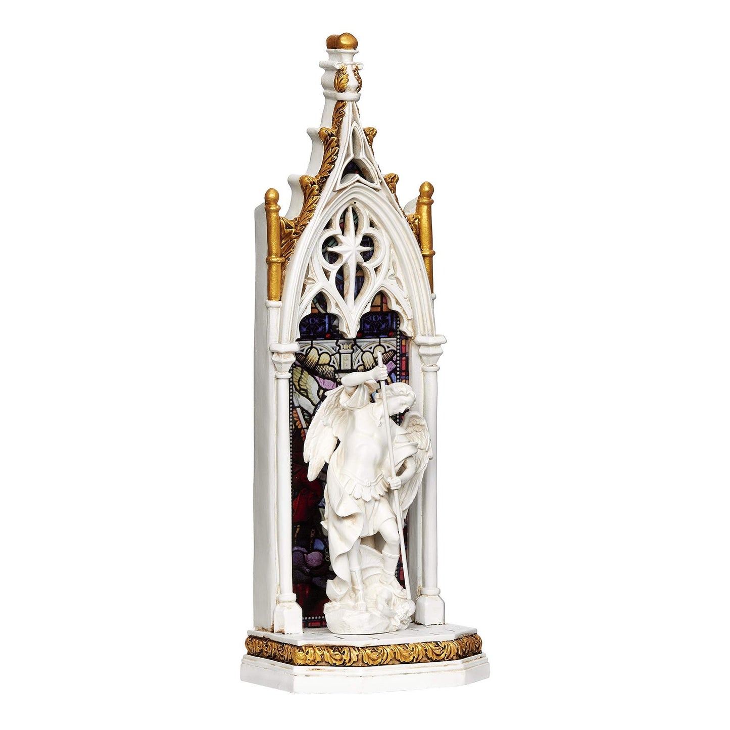 Joseph's Studio by Roman - St. Michael Holy Family Window LED Figure, Renaissance Collection, 11.75" H, Resin and Stone, Religious Gift, Decoration, Battery Operated