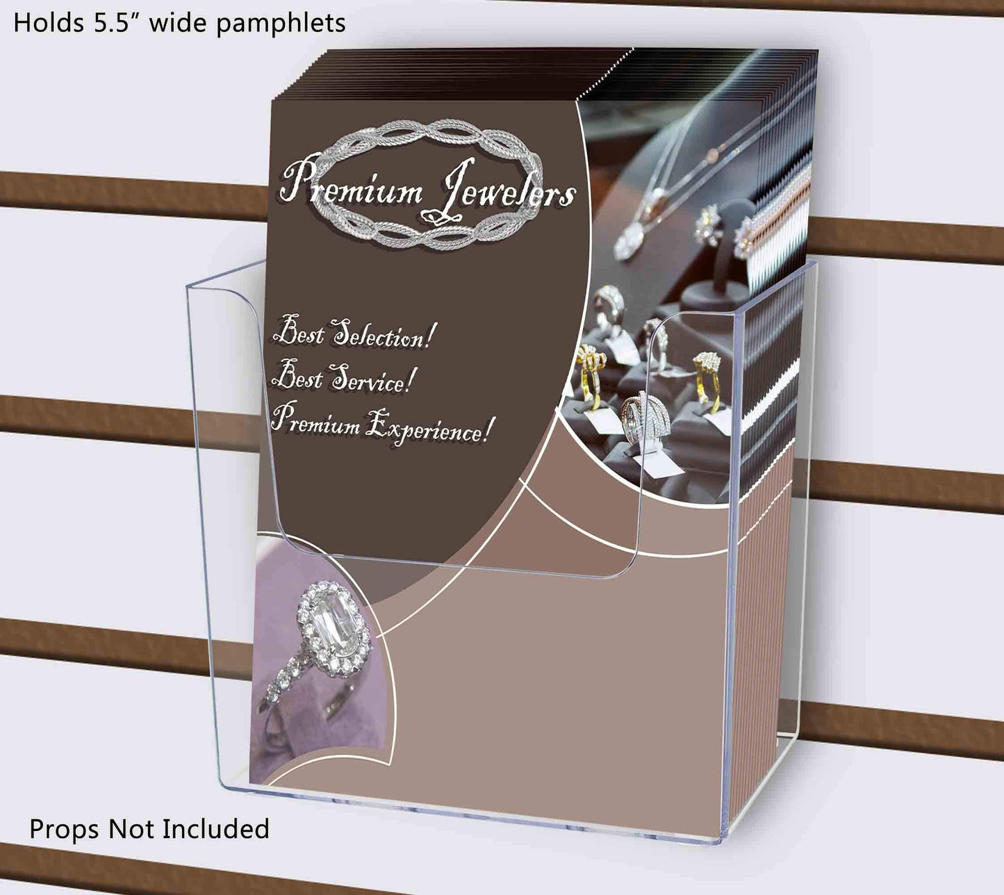 Marketing Holders 4 Pack Slatwall Hanging Brochure Holder for Bifolds or Booklets Slot Wall Display Caddy for 5.5" Info Sheets or Pamphlets for Restaurants Convenience Stores and Offices