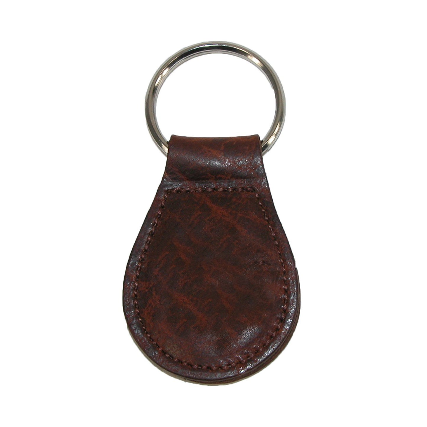 Boston Leather Smooth Leather Tear Drop Key Fob Keychain, Brown