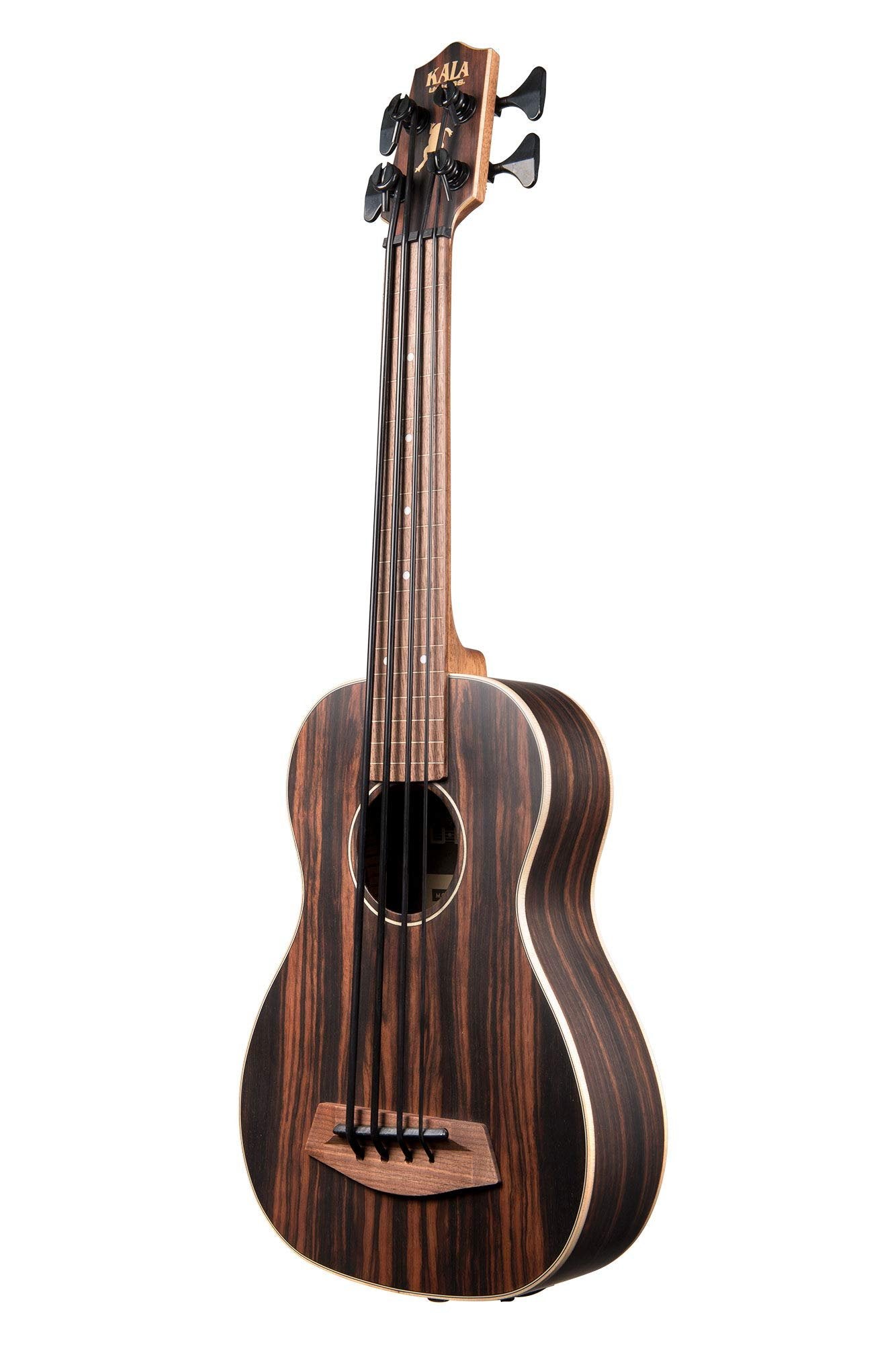Kala UBASS-EBY-FL Striped Ebony Fretless U-Bass Acoustic-Electric Ukulele Bass Natural