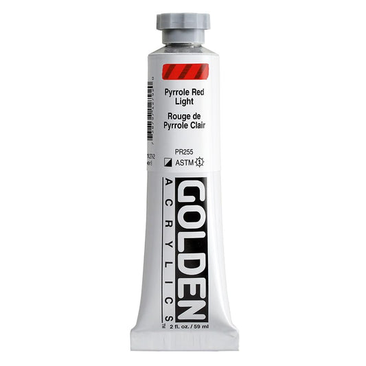 Heavy Body Acrylics by GOLDEN, Pyrrole Red Light, 2 fl. oz. Tube, Professional Acrylic Paint, Semi-Opaque