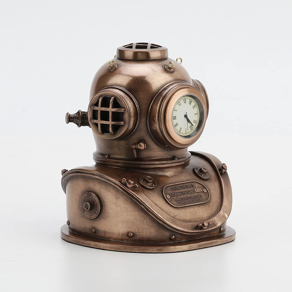Veronese Design 5 1/4 Inch Classic Diving Helmet Clock Steampunk Figurine Gifts Statue