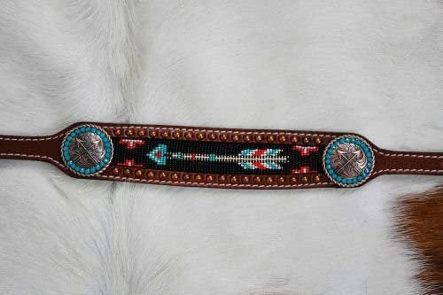 Showman Medium Oil Leather Wither Strap w/Arrow Beaded Design