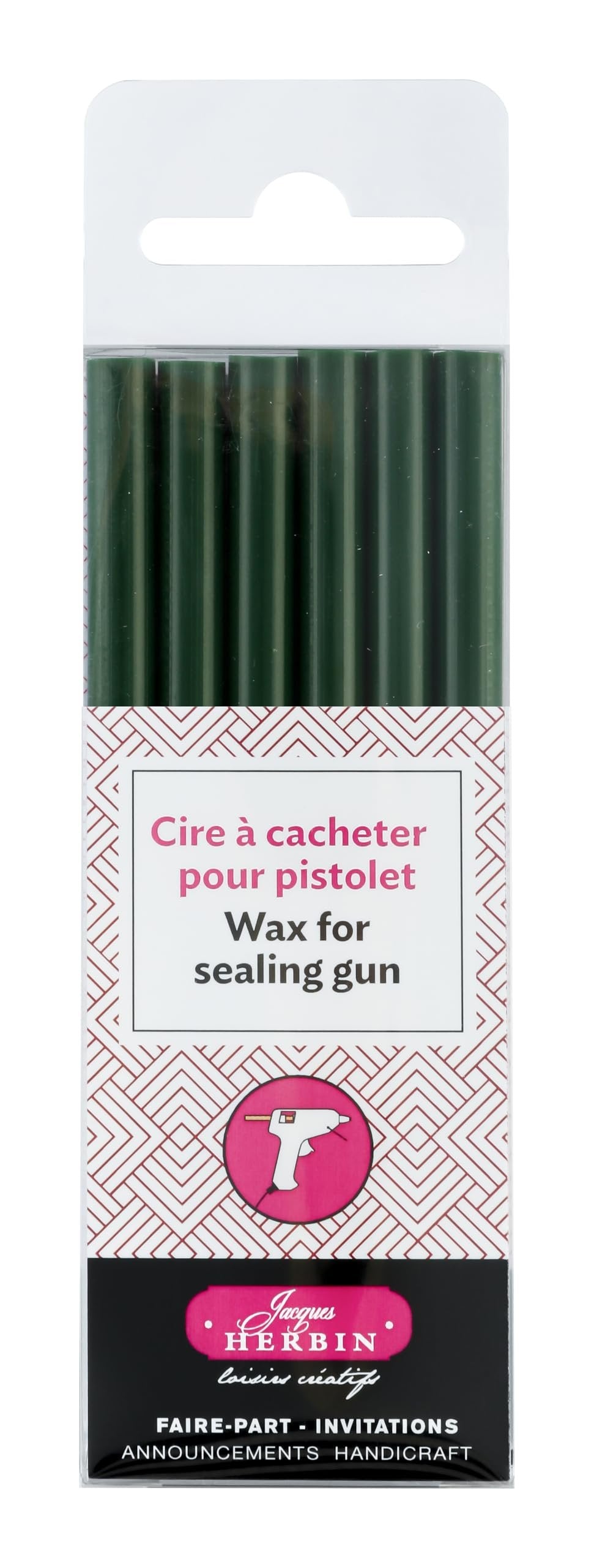 Herbin Glue Gun Sealing Wax Sticks, Package of 6, for Standard Low Heat Glue Gun, Mailable, 5 Seals per Stick, 17 Colors, Classic and Pearlescent