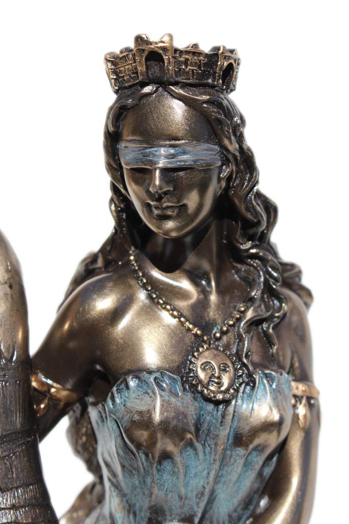 11.38 Inch Blinded Greek Goddess Fortuna Cold Cast Bronze Figurine
