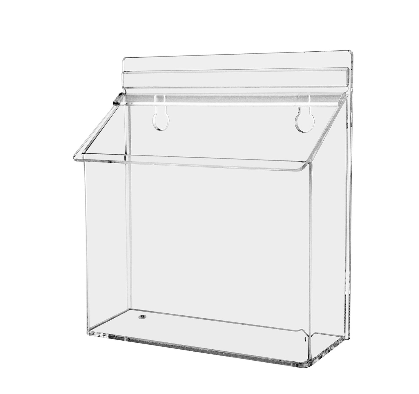 Marketing Holders Outdoor Brochure Holder Holds 7.5" x 5.5" Advertising Postcards Clear Acrylic Wall Mount Box with Lid Includes Sticker and Adhesive Strips