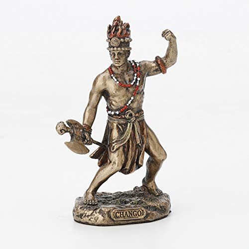 Veronese Design 3 1/2 Inch Chango Santeria Orisha God of Fire, Thunder, Lightening and War Cast Resin Hand Painted Antique Bronze Finish Statue Home Decor