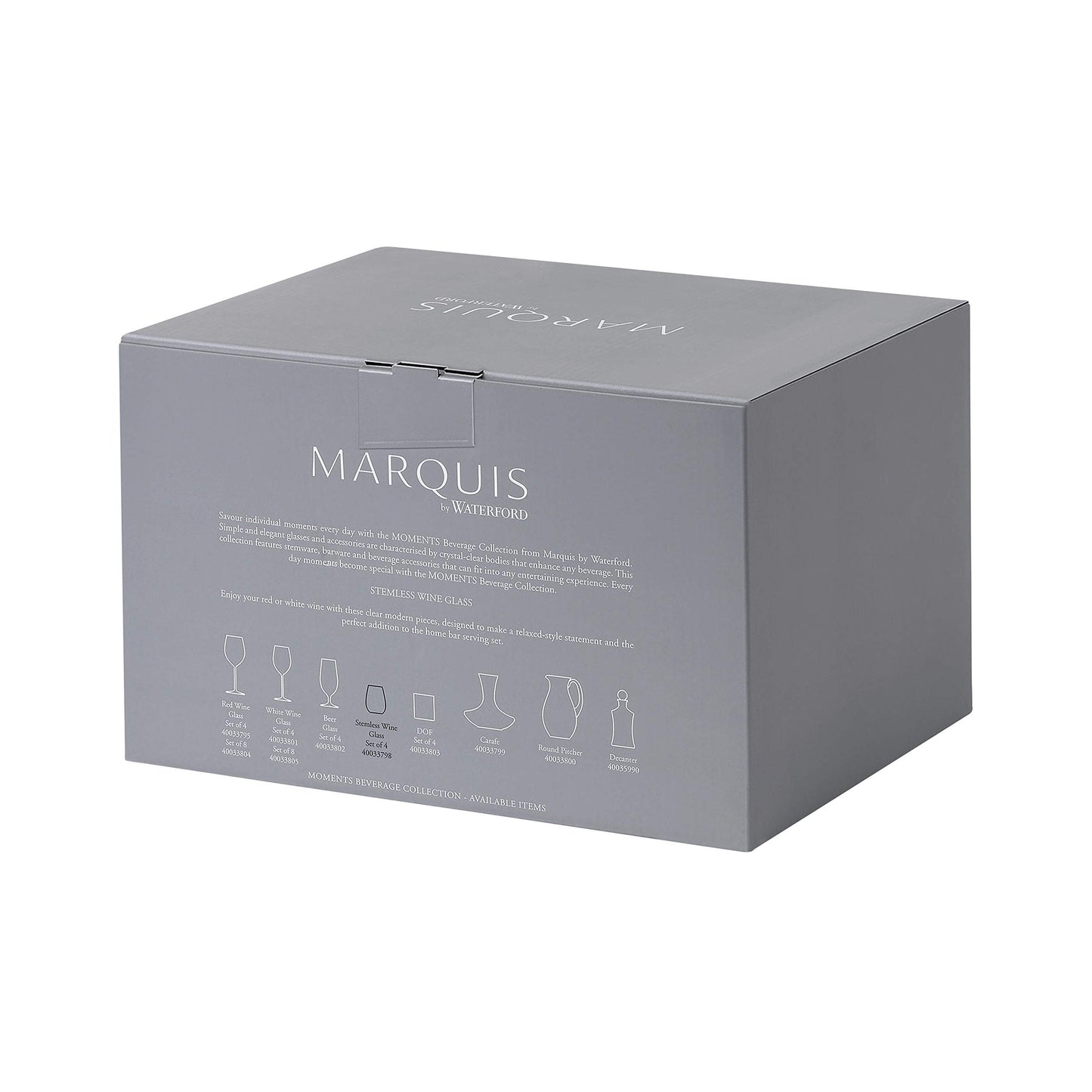 Marquis By Waterford Moments Stemless Wine Glass Set of 4, 18.6 oz, Clear