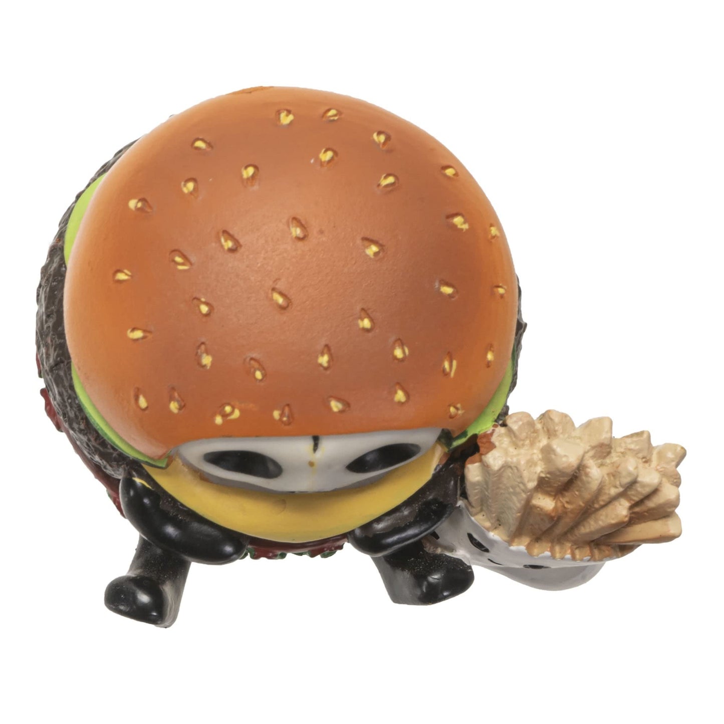 Furrybones Burger Signature Skeleton in a Burger Costume with an Order of Fries on The Side