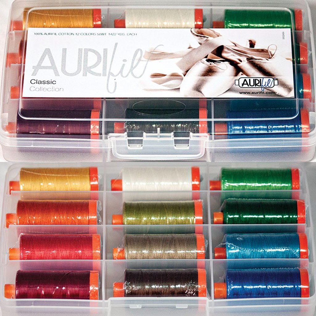Aurifil Thread Set Classic Collection 50wt Cotton 12 Large (1422 yard) Spools