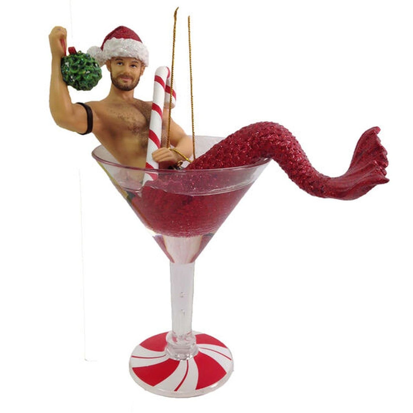 December Diamonds Merman Ornament, Mistletoe Santa