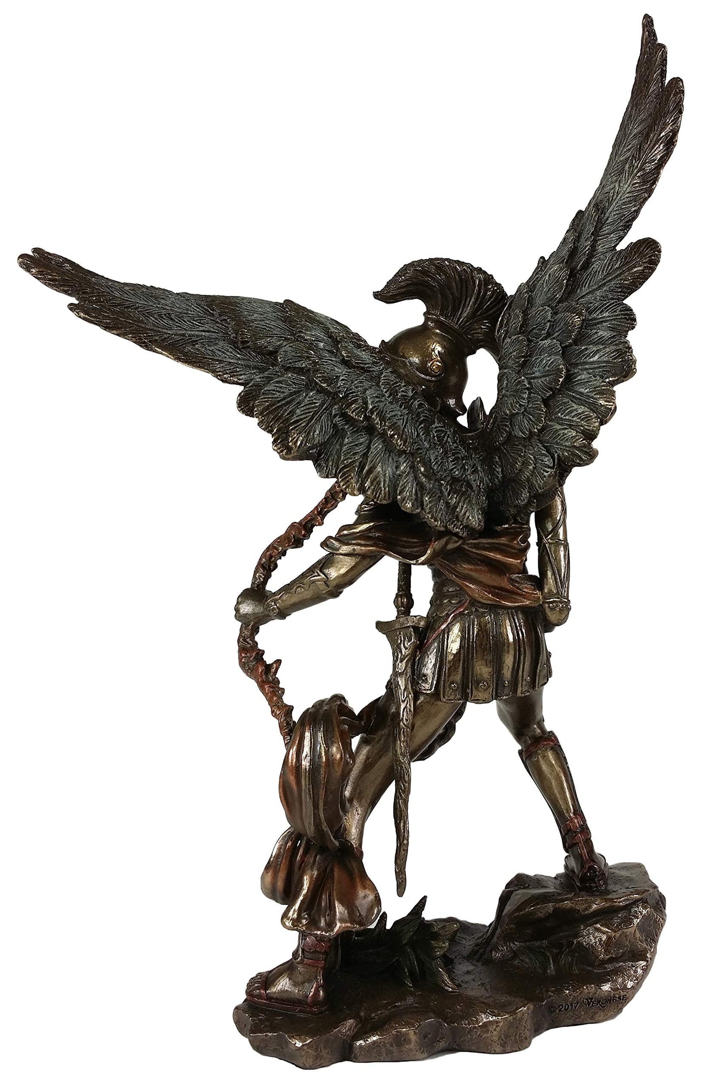 VERONESE DESIGN 9.5 Inch Archangel Saint Uriel with Crossbow Statue Sculpture Bronze Color Angel