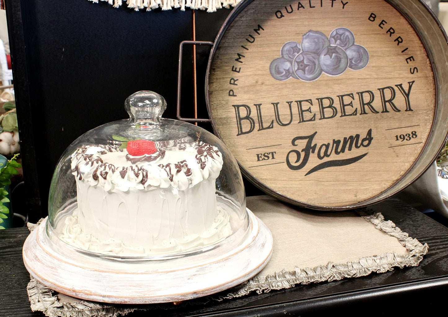 Just Dough It 7" Realistic Vanilla Frosted Cake with Chocolate Drizzle and Strawberry Replica Prop