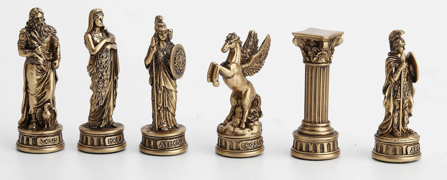 Veronese Design Greek and Roman God 32 Pieces Chess Set Resin Statue Hand Painted Figurine