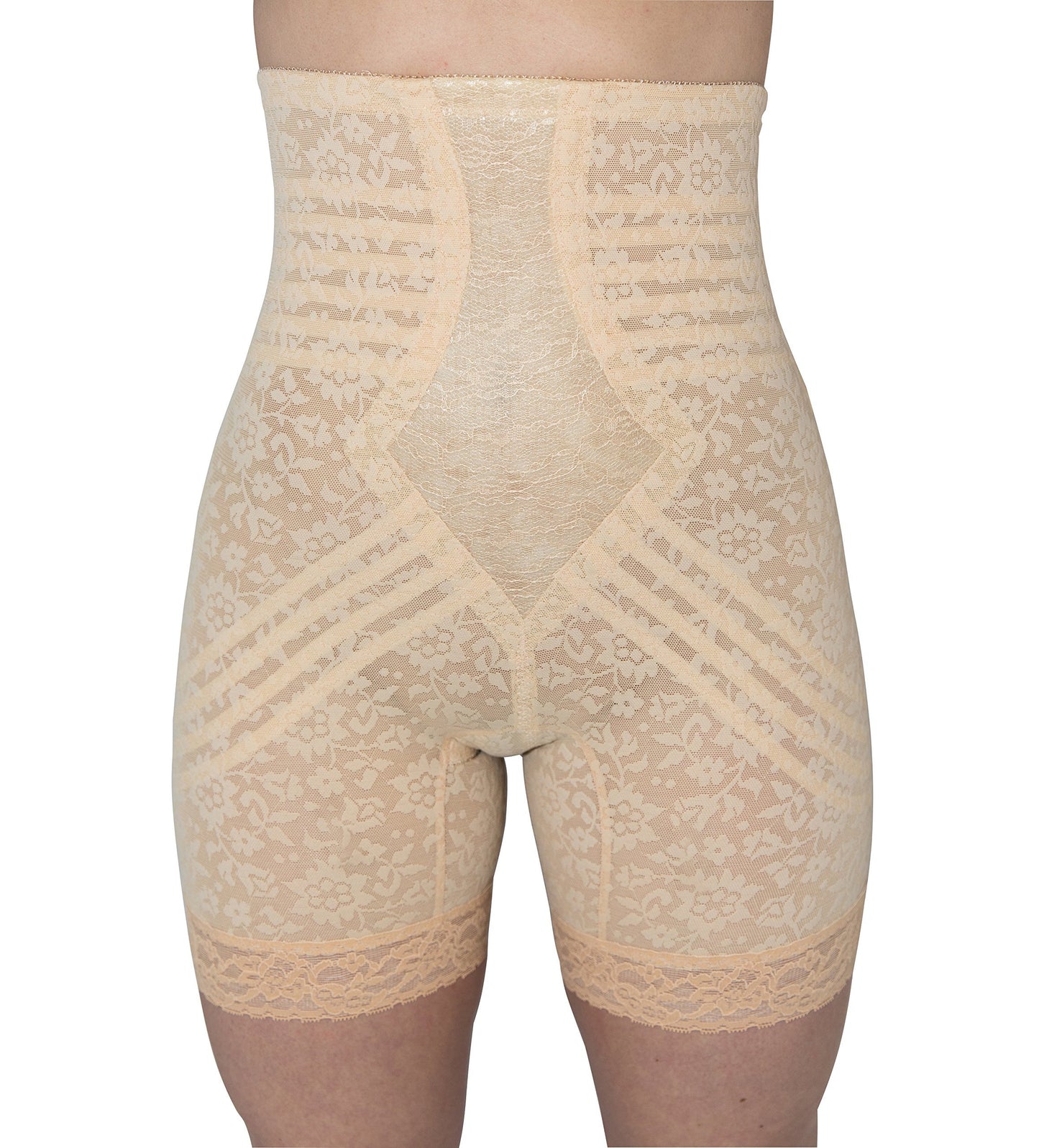 Rago Women's Plus Size Extra Firm No Roll High Waist Leg Shaper, 6207X, Beige, 3X